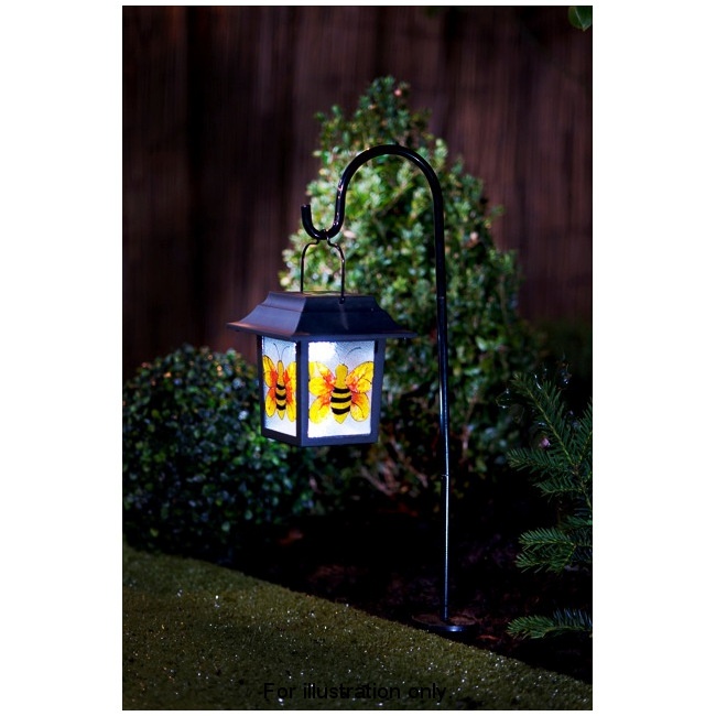 B&M Stained Glass Hanging Lantern with Solar Light - Bumble Bee