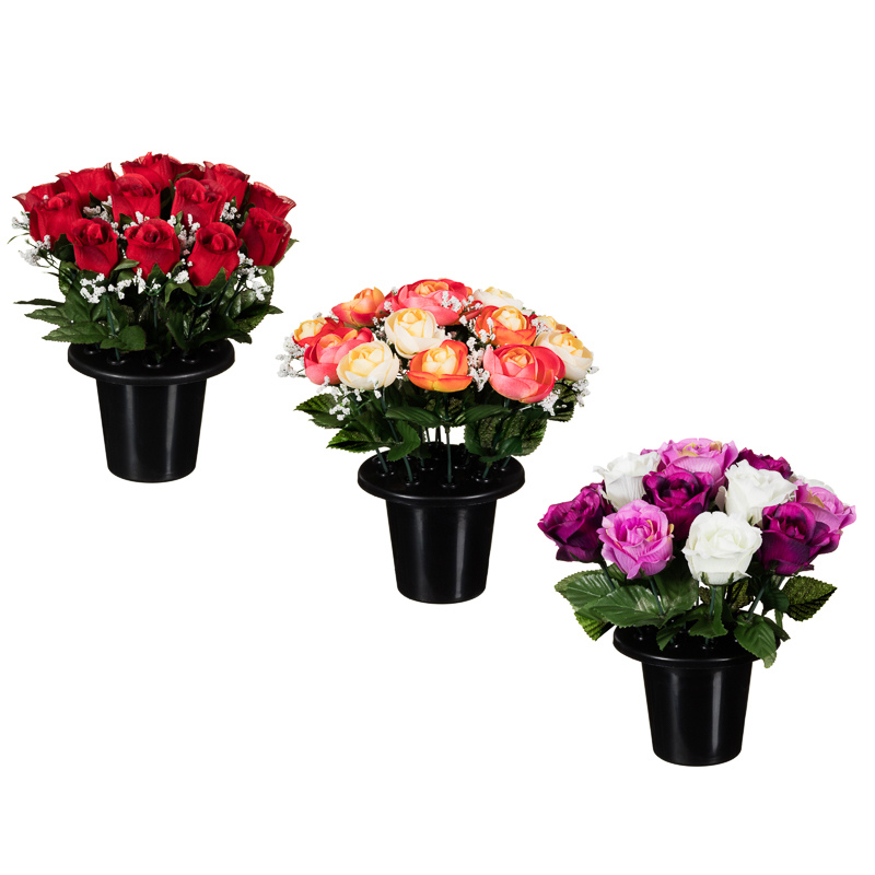 Floral Grave Pots 25cm | Artificial Flowers & Plants