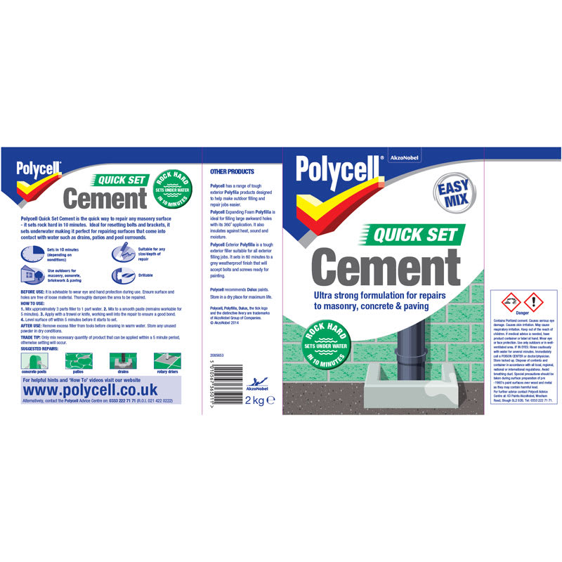 Polycell Easy Mix Quick Set Cement 2kg | DIY - B&M