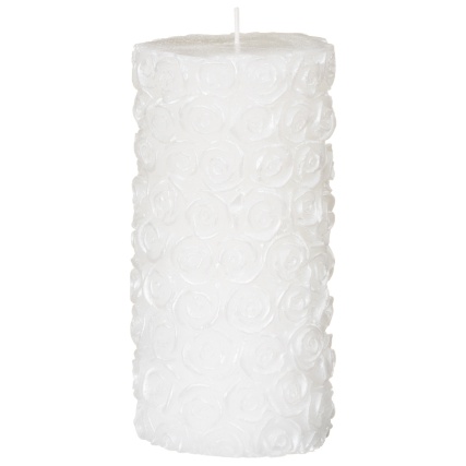 Embossed Roses Pillar Candle | Wedding Gifts & Ideas