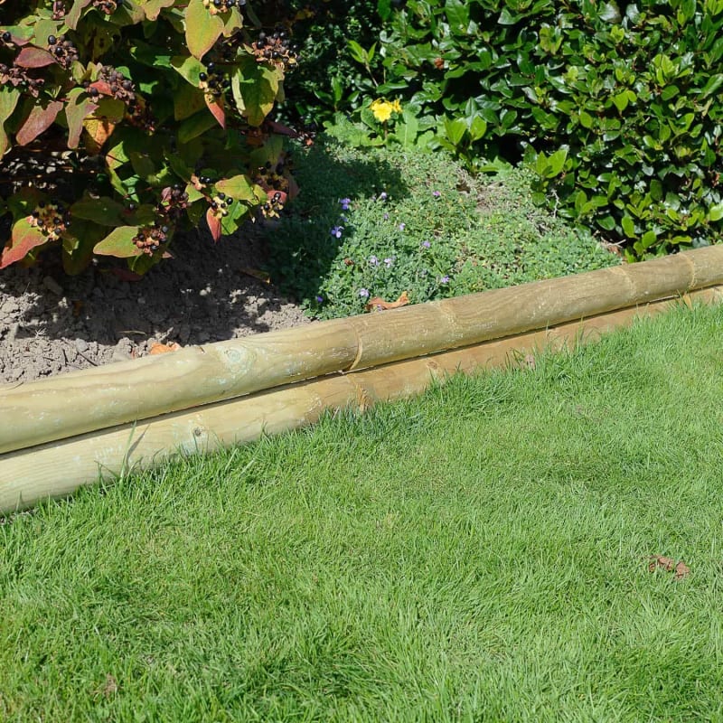Horizontal Log Edge 1m X 14cm L Garden, Wooden Lawn Edging B M