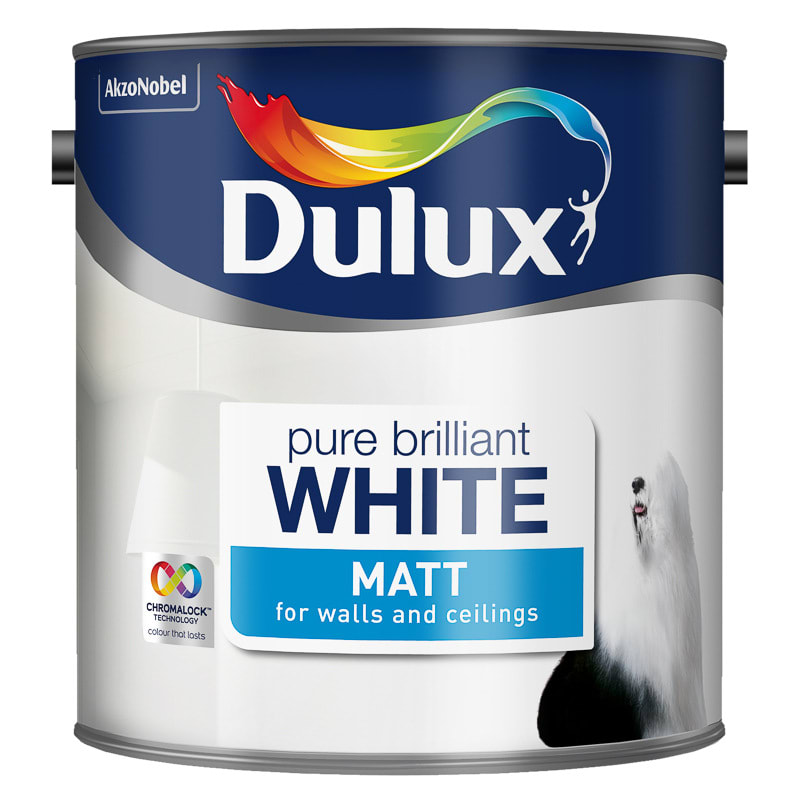Dulux Matt Emulsion Pure Brilliant White 2.5L | Painting & Decorating