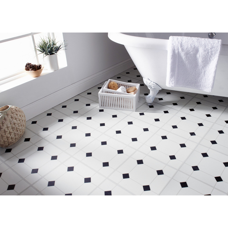 Self Adhesive Floor Tiles - Black & White Diamond Effect | Flooring