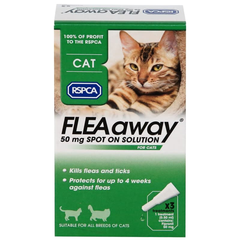 RSPCA FLEAaway Cat Flea Treatment 3 x 50mg Pets B&M