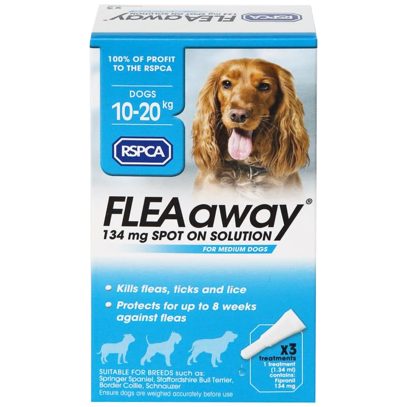 RSPCA FLEAaway Medium Dog Flea Treatment 3 x 134mg B&M