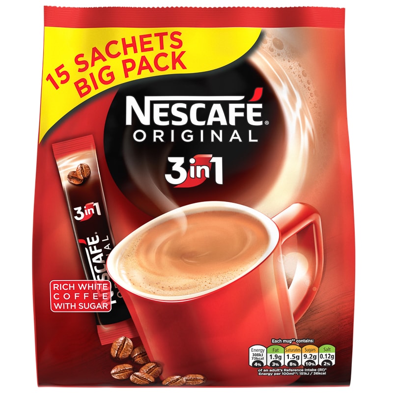 Nescafe Original 3-in-1 Coffee Sachets 15pk | Coffee - B&M