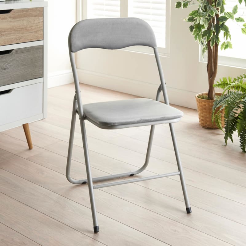 Luxe Velvet Folding Chair - Grey 