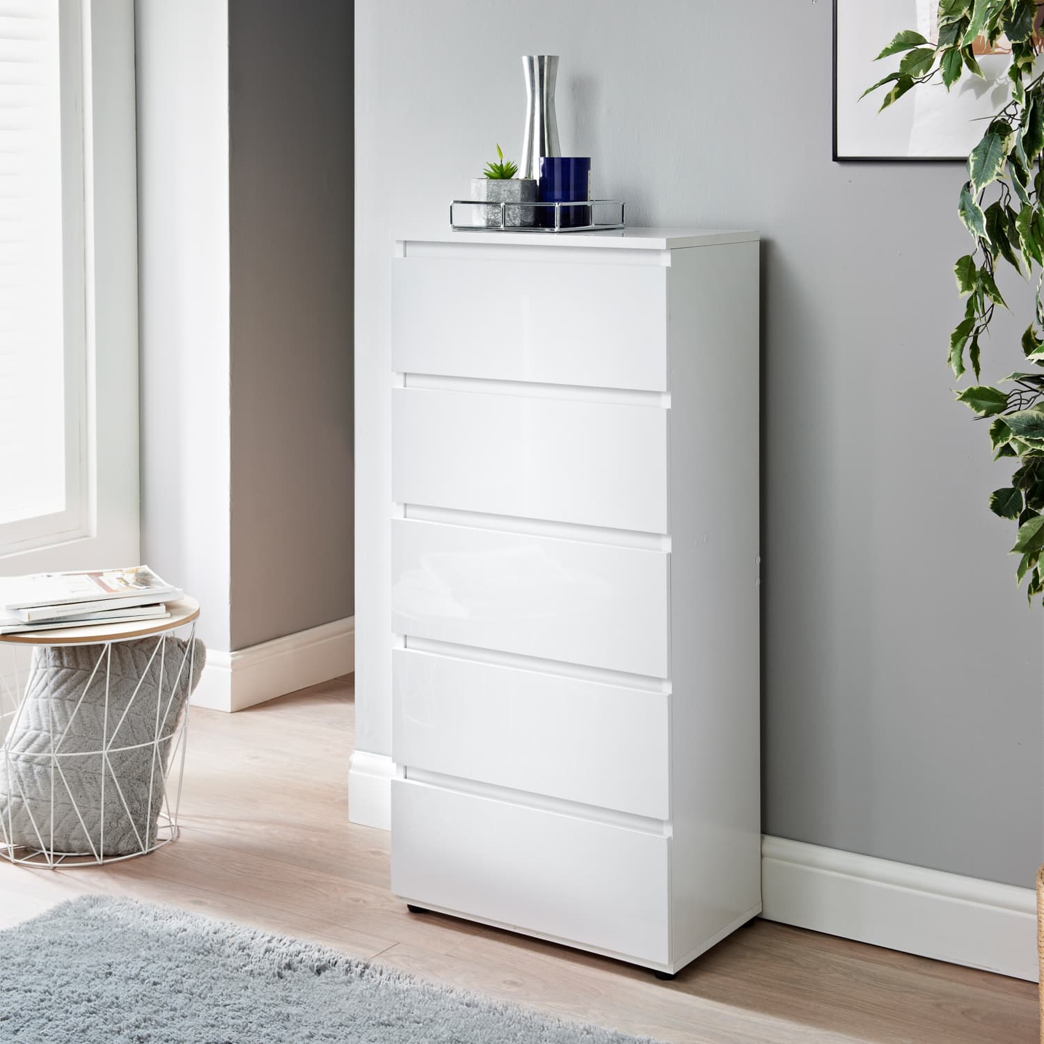 Norsk 5 Drawer Chest - White