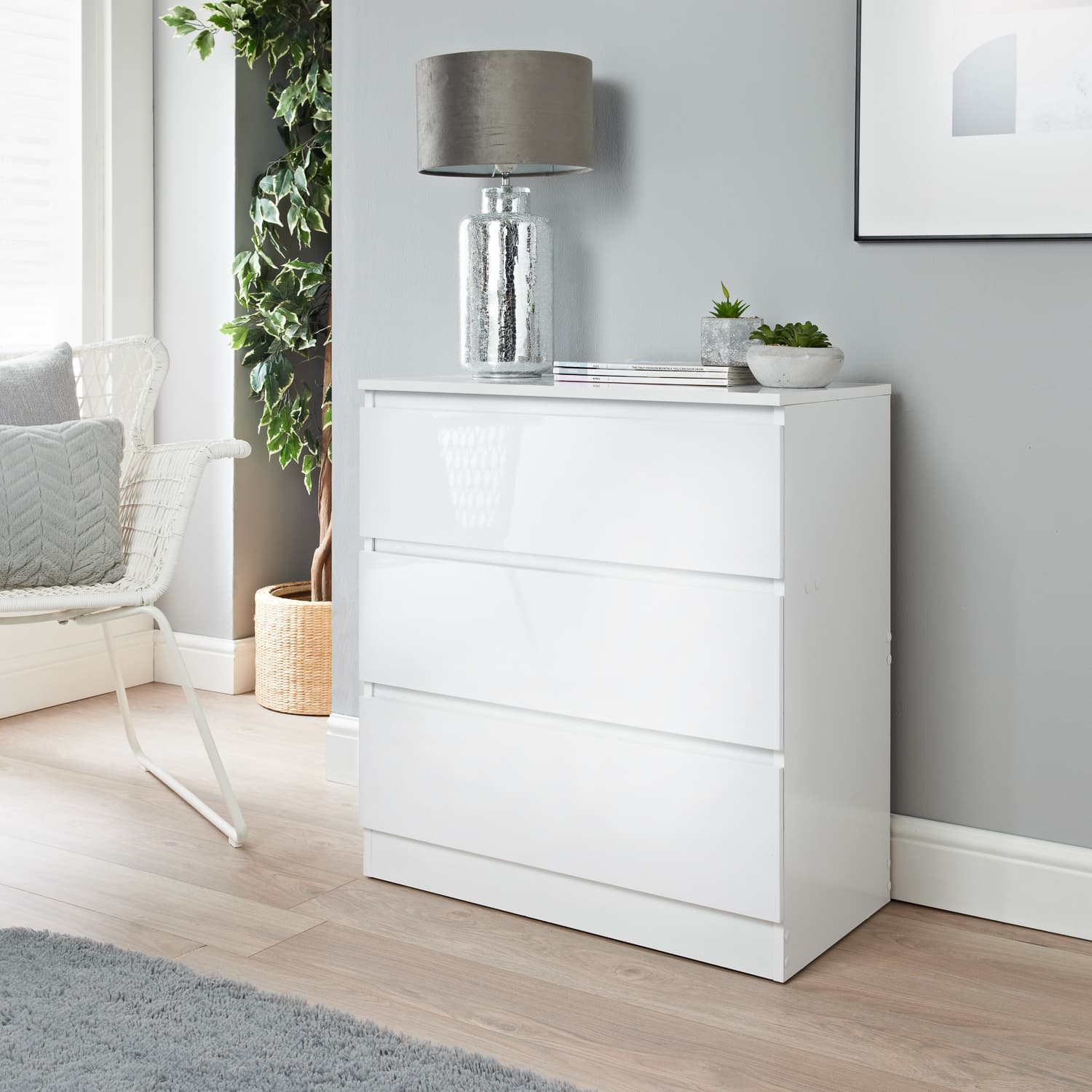 Norsk 3 Drawer Chest - White