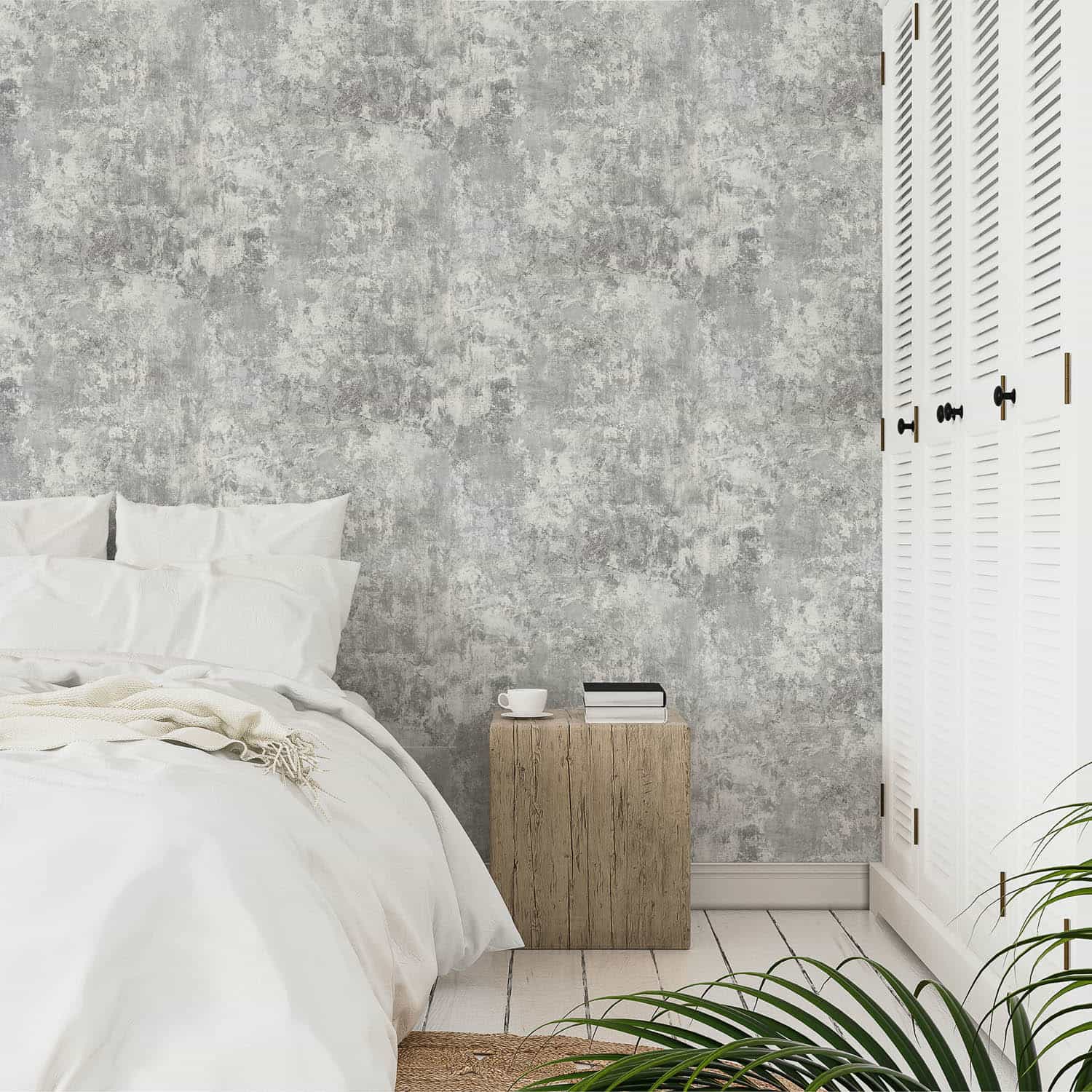 Plaster Wallpaper - Grey | DIY | Wallpaper - B&M