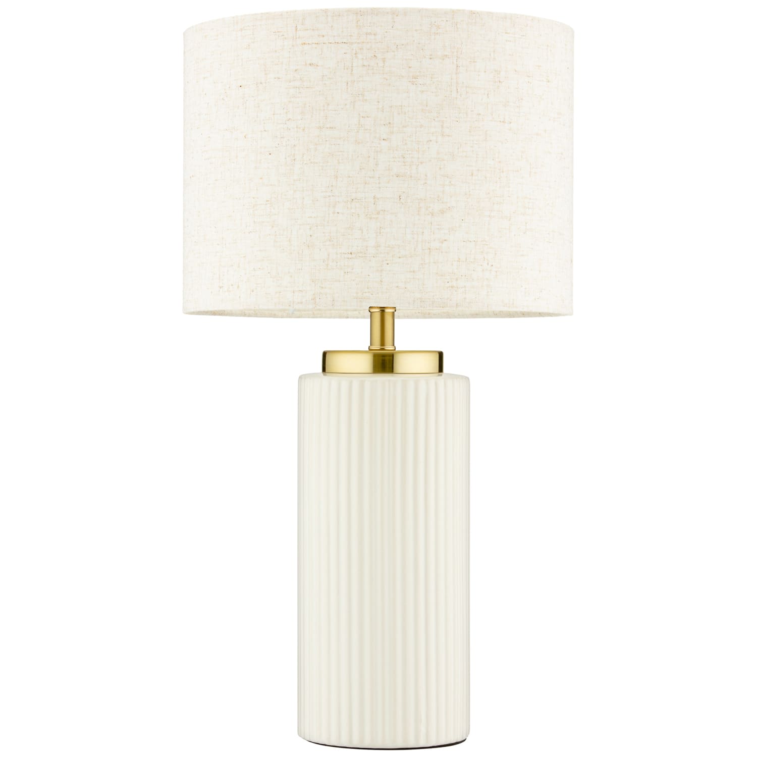 Ribbed Ceramic Table Lamp - White